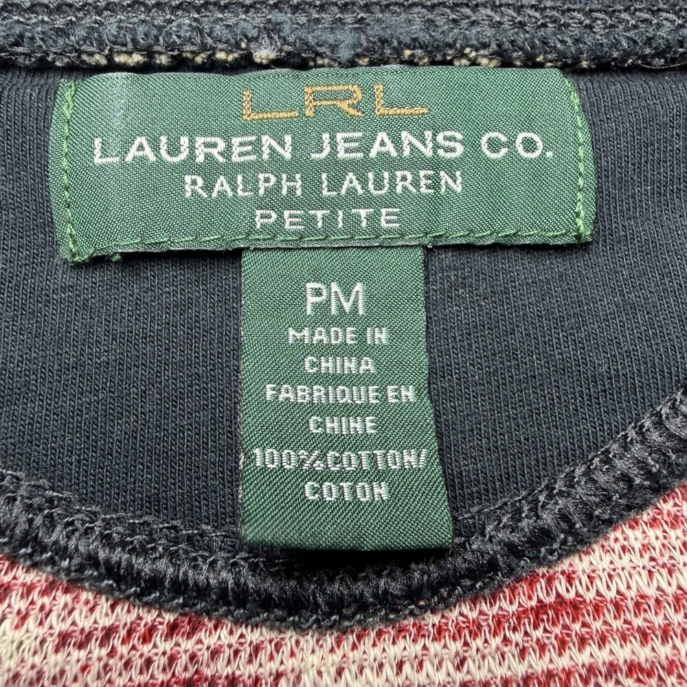 LRL Ralph Lauren Jeans Co Southwestern Aztec Print Thermal Henley Top Petite PM - Picture 5 of 10